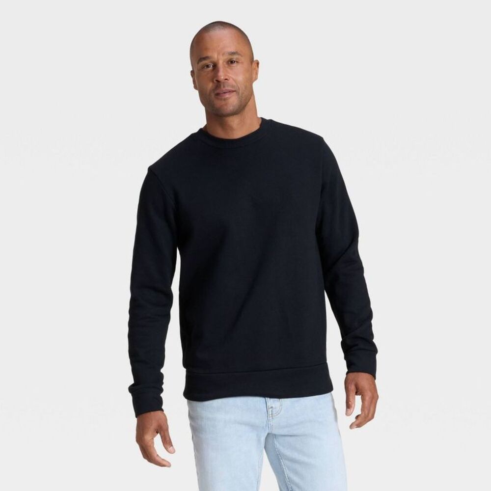 Men's Every Wear Fleece Crewneck Sweatshirt - Goodfellow & Co Black XL